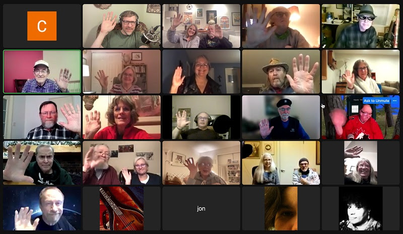 Every Saturday Virtual Open Mic, January 22, 2022, with 30 attending.