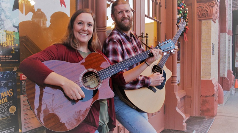 Acoustic guitar duo features Courtney Sullivan on vocals and rhythm guitar and Chris Kalkbrenner on lead guitar.