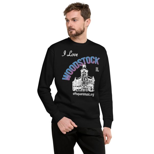 I Love Woodstock – Unisex Premium Sweatshirt (dark colors) - Front-only - Image 2