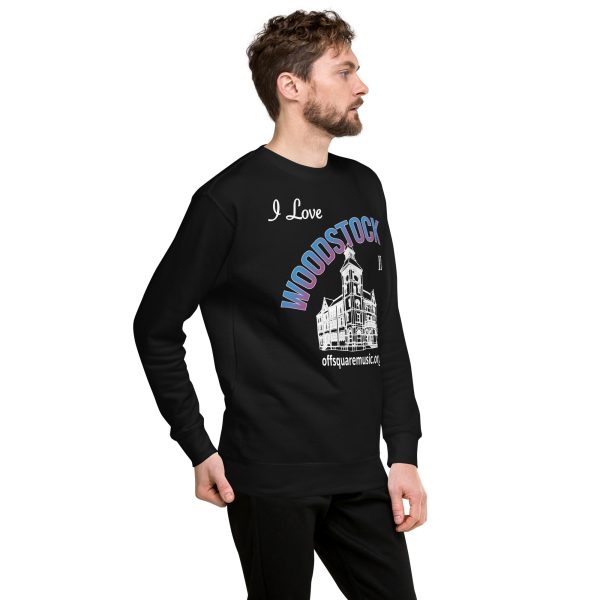 I Love Woodstock – Unisex Premium Sweatshirt (dark colors) - Front-only - Image 3